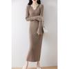 Autumn-Winter Pure Wool Trumpet Sleeve Mid-Length Sweater Dress