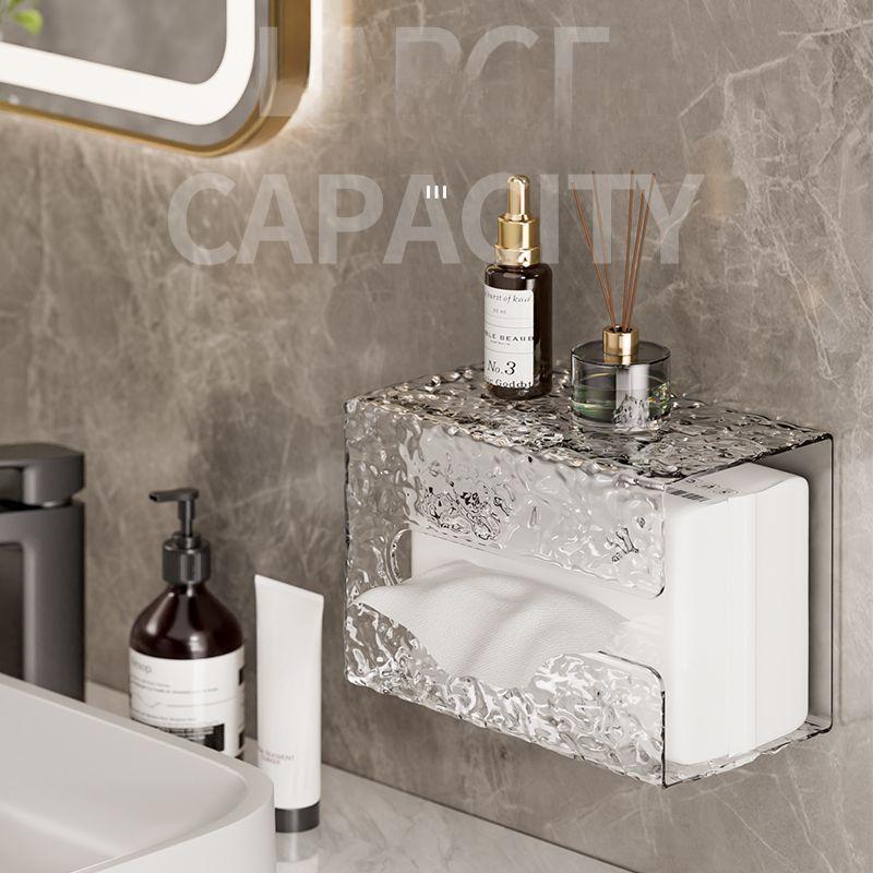 Toilet Non Perforated Tissue Box Household Adhesive Paper Box Living Room Wall Mounted Tissue Box