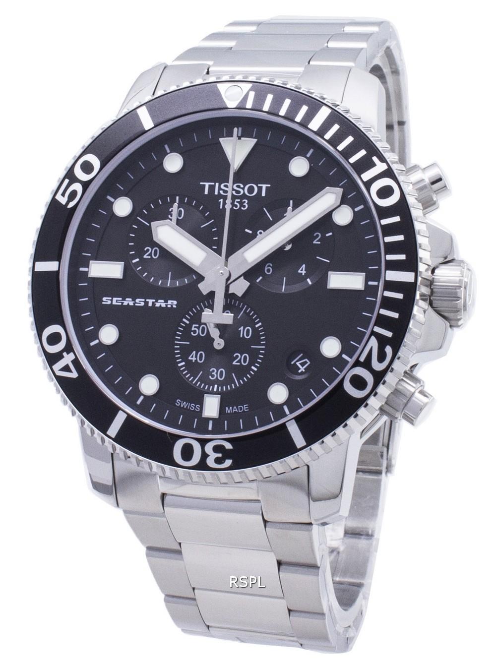 

Tissot T-Sport Seastar 1000 T120.417.11.051.00 T1204171105100 Хронограф 300М Мужские часы чёрный