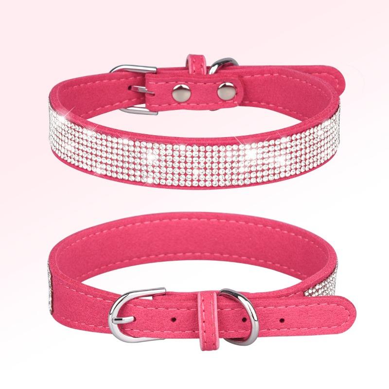 Pet Collar Rhinestone Dog Collar Lettering Nameplate Dog Neck Ring Anti-loss Removable Flower Cat Scarf
