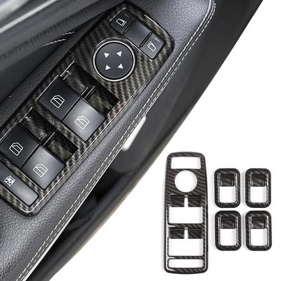 Carbon Fiber Style Car Window Lift Button Frame Sticker For Mercedes Benz A B C E GLE GLA CLA GLK Class W176 W204 W212 W166 W218