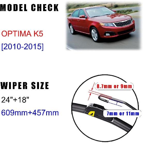 EDKAY KIA Optima K5 TF 2010-2015 2-Piece Windshield Wiper Blade Set (2 Pack, 42 Inches, U-J Hook)
