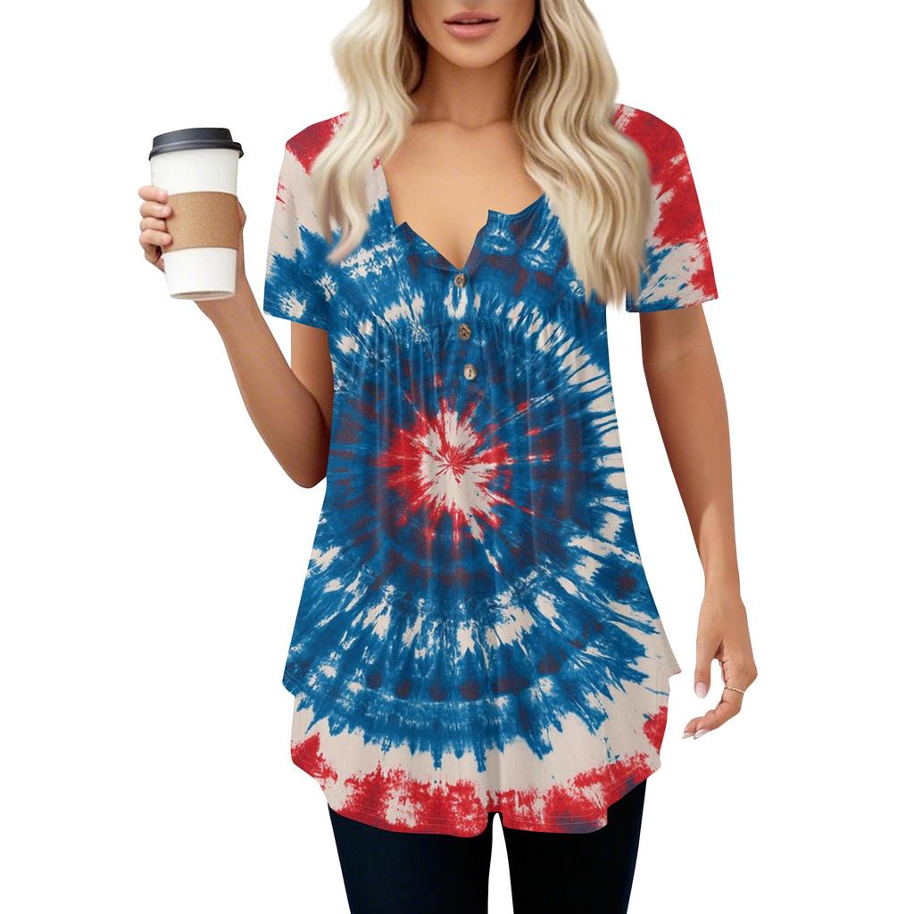 Women's Casual T-Shirt Printed Round Neck Pullover Short Sleeve Top