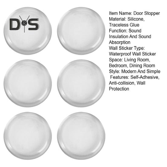 6 τμχ Διαφανές πώμα πόρτας Προστατευτικό τοίχου Αυτοκόλλητο πόμολο πόρτας σιλικόνης Προστατευτική ασπίδα αντισύγκρουσης Στρογγυλή τετράγωνη πόρτα σιγαστήρα προφυλακτήρα