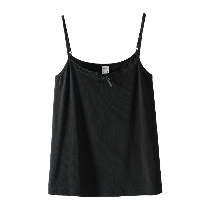 

Plus size women clothing [Sweet and Spicy Beautiful Vest] Summer New Lace Bow Design Inner wear Base Small Sling