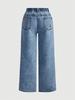 Plus Size Women's Stretch Denim Embroidered Straight Leg Jeans - Simple and Elegant