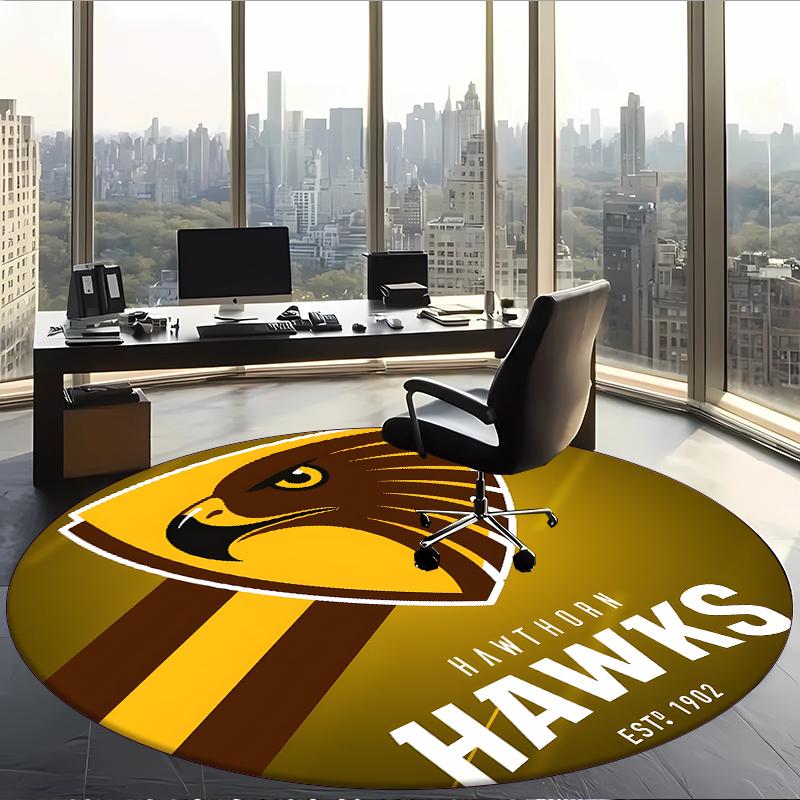 Hawthorn Hawks (1) Runder Büroteppich Dekorativer Bodenteppich für Büro Schlafzimmer Wohnzimmer und Wohnbereich