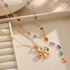 2 Stück Bunte Kristallblumen-Anhänger Halsketten für Damen Neue Goldfarbe Lange Y-förmige Halsketten Weibliche Party Schmuck Accessoires