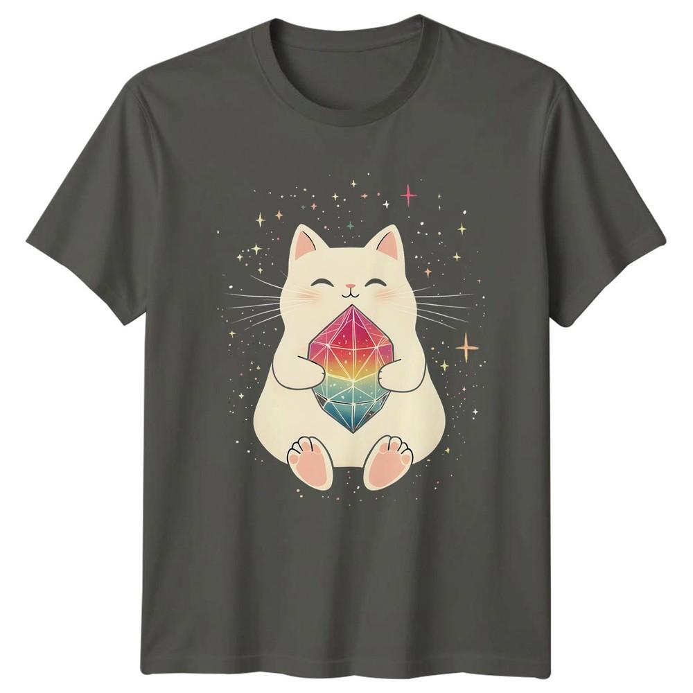 Kawaii Celestial Cat Magic Crystal TShirt Celestial Crystals Cats Birthday S