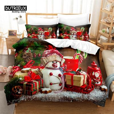 Noel Baba Yatak Takımı Noel Nevresim Takımı 3D Yatak Takımı Queen Boy Moda Tasarım Noel Hediyeleri