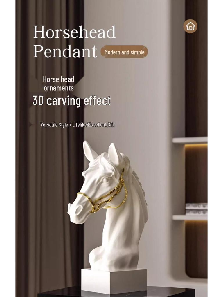 Pre-owned Resin Horse Head Figurine for Elegant Home or Office Display