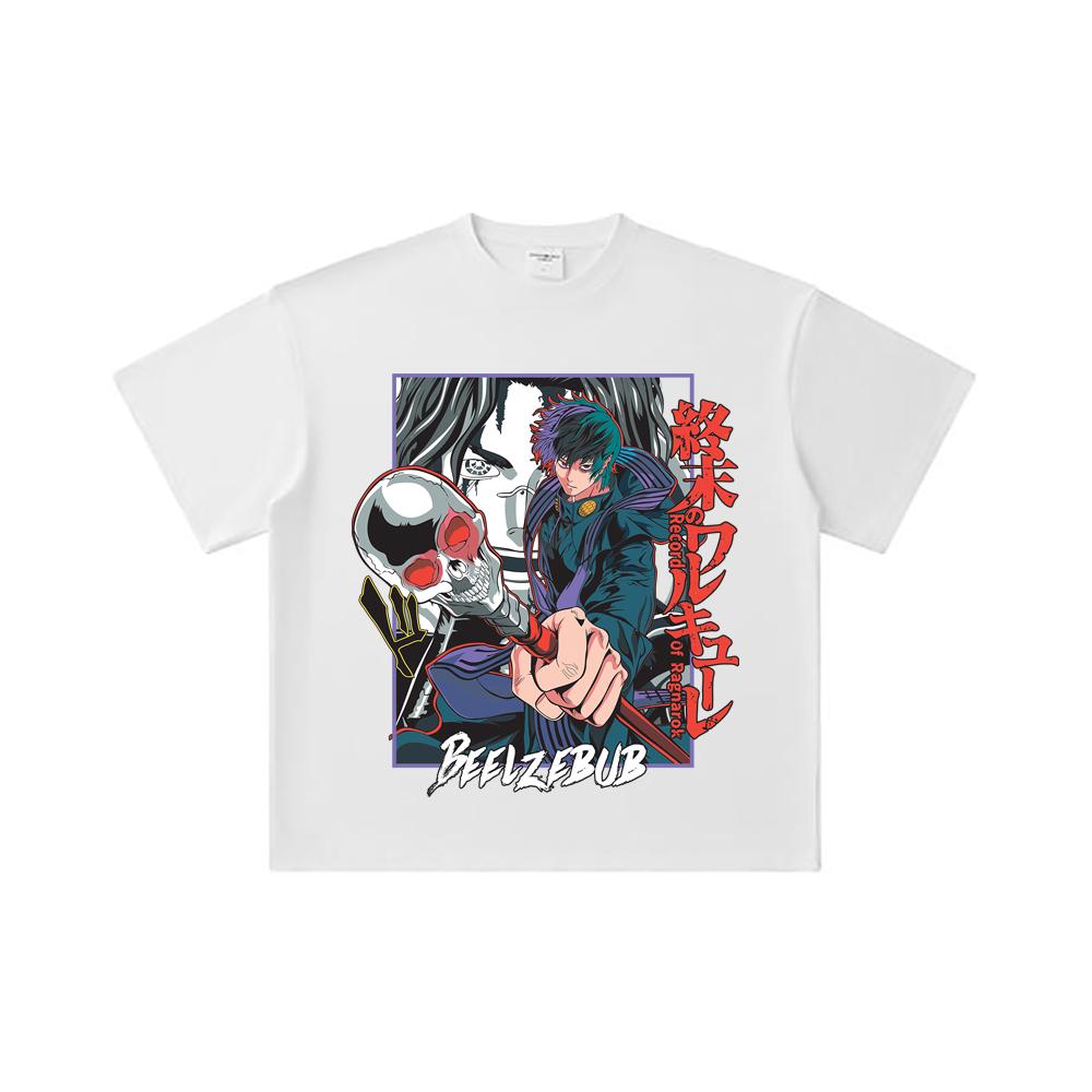 260 GSM Double Yarn 32 Count 100% Cotton Record of Ragnarok V4 Beelzebub Print Unisex Heavy Cotton T Shirt