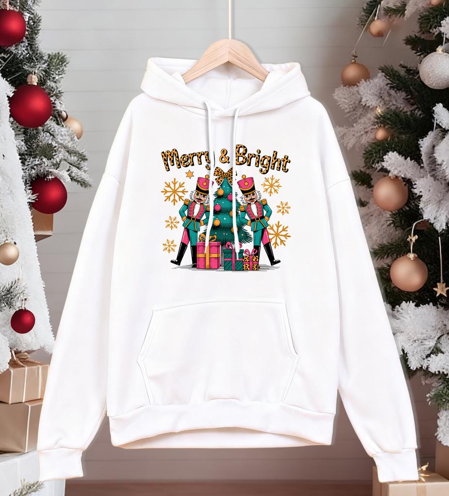Merry Bright Christmas Gifts Printed Men Hoody Hip Hop Fleece Hoodie Autumn Loose Streetwear All-Match Comfortable Hoodies