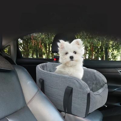 Siège Auto Sécurisé pour Animaux de Compagnie avec Oreiller Accoudoir Amovible Siège Rehausseur Boucle de Sécurité et Contrôle Central pour Chiens Chats Accessoires pour Animaux