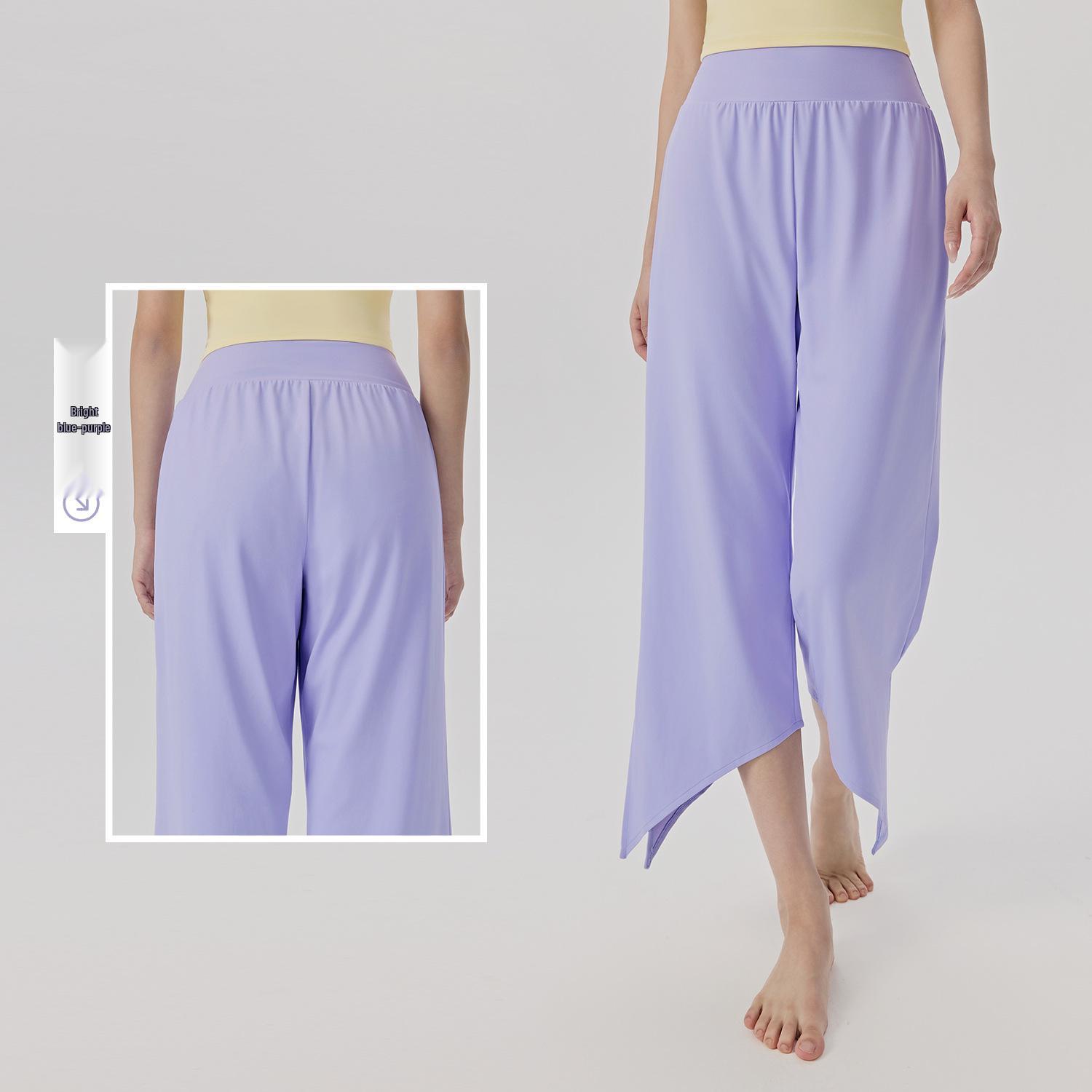 Women s High-Waisted Tummy Control Yoga Pants, Split Ankle Straight Cut, Loose Breathable Pilates Sportswear L/8