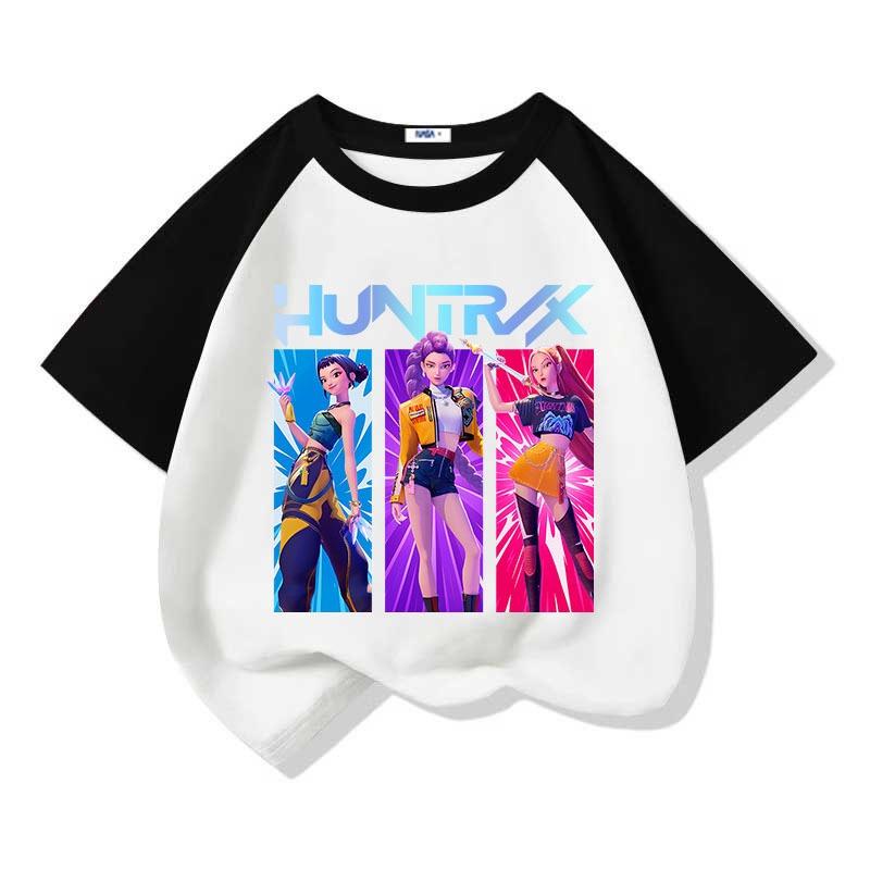 

RogueWave Cool Kpop Hunter Girl Group Pattern Print T Shirt Casual Sports Short-Sleeve T-Shirt Leisure and Versatile XXXL