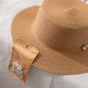 Summer Straw Sun Hat for Women - Faux Pearl Decorated, Stylish Protection for Face and Neck, Perfect for Outdoor Activities