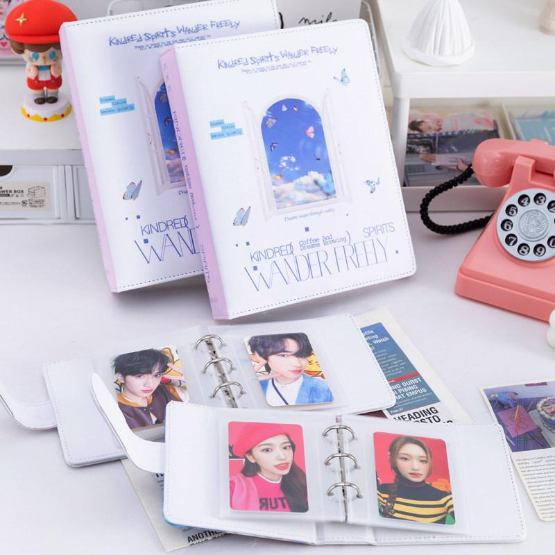Butterfly Dream Window 3-Inch Photocard Album, Refillable 4-Grid / 1-Grid Loose-Leaf Binder for Polaroid Pictures & Idol Cards