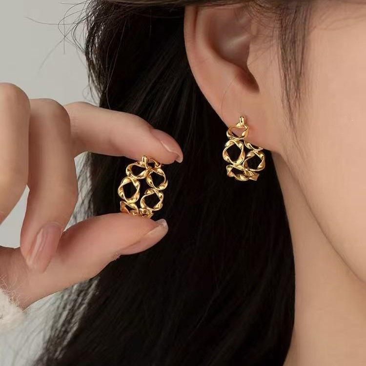 925 Sterling Silver Twisted Earrings, Women's 2025 New Style, Light Luxury High-End Stud Accessories