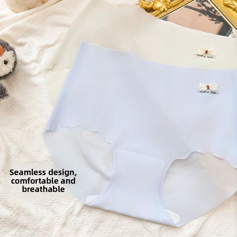 Women's Summer Ultra Thin Ice Silk Naked Feeling No Trace Skin High Shot in The Waist Triangle Briefs