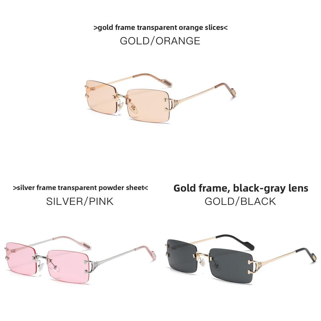 Unisex Metal Geometric Frameless Sunglasses With Uv400 Protection For Summer Beach And Travel