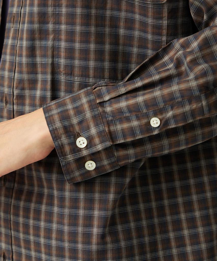 Snow Peak Organic Cotton Ombre Check Shirt Long and Size Brown CH SH-25AU005, Sleeve, Men's Women's, L,