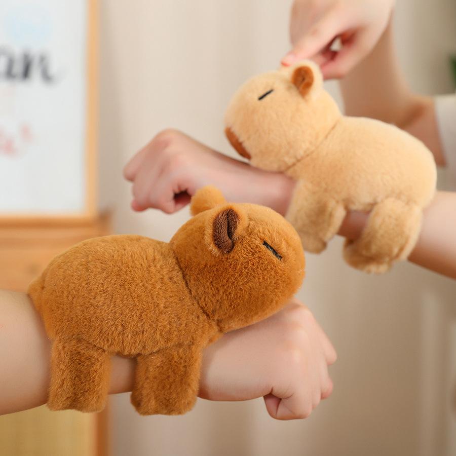 Süßer Capybara Sexring-Puppe, Plüschtier-Puppe, kleines Capybara-Armband, Klatschkreise, Kinder-Kuscheltuchpuppen