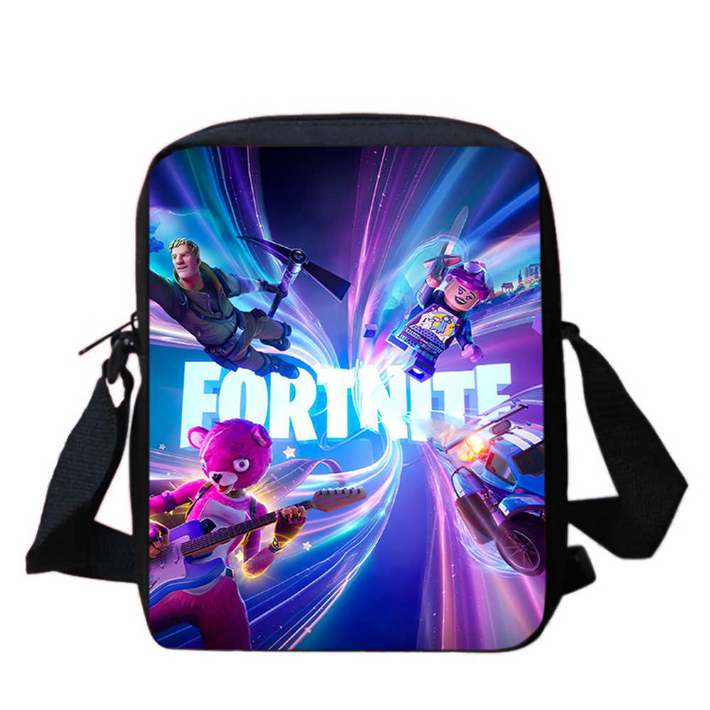 Cute Fortnite Cartoon Shoulder Crossbody Bag, Unisex Kids Aged 5-8, Light Printed Storage Handbag for Elementary Children