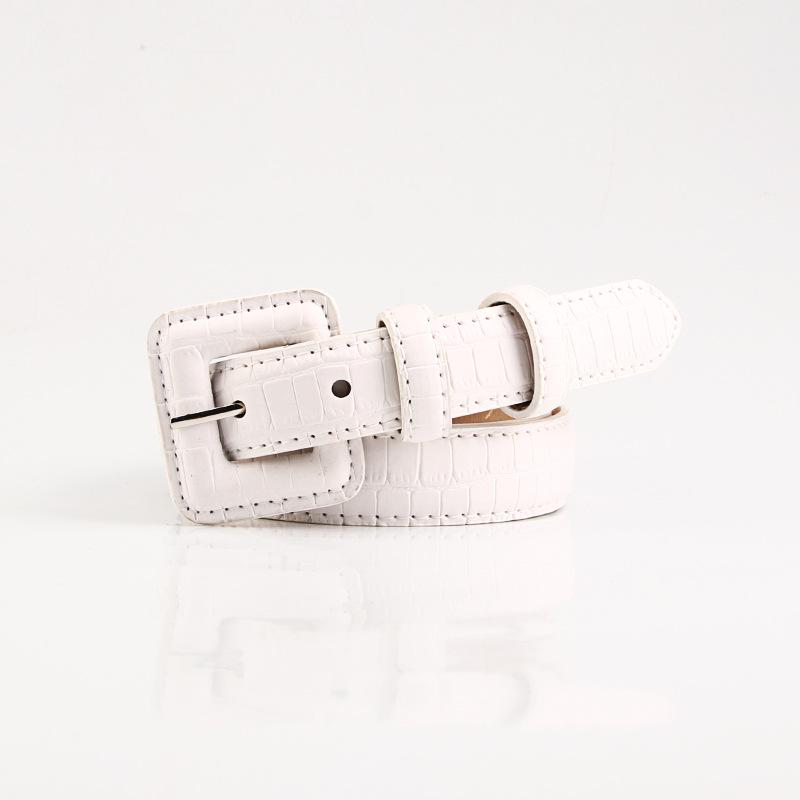 Elegant Japanese & Korean Women's Stone Pattern Buckle Leather Belt