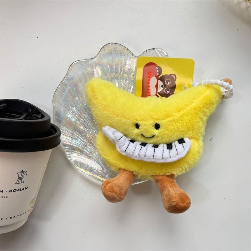 Urocza Żółta Banana Piano Pluszowa Lalka Wypchane Zabawki Brelok Zawieszka Ozdoby do Torby Ozdoby do Plecaka Brelok dla Dziewczynki Prezenty dla Dzieci