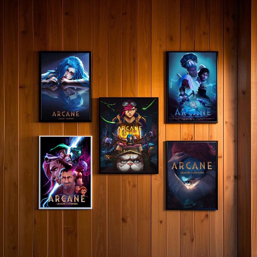 Arcane L-LOL Classic Animation Character Game Poster Art Sticky Wall Waterproof Home Living Room Bedroom Bar Aesthetic Decoratio