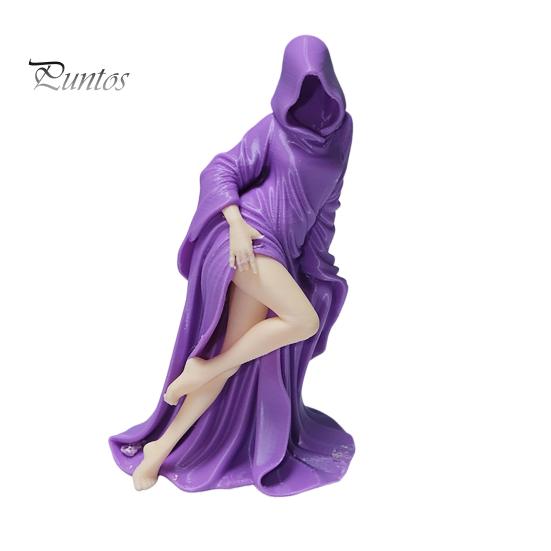 Soft Furnishing Accessory Purple Robe Girl Ornament, Gothic Halloween Style Sculpture, Durable Decor Figurine PLA Unique Collectible Figurine,