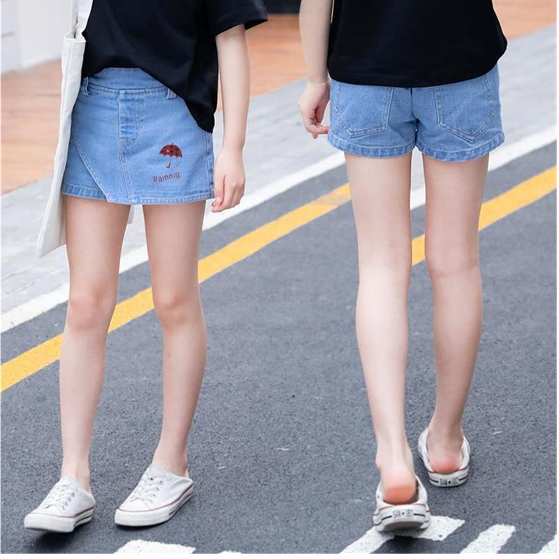 Neue Mädchen Jeansrockhosen Sommer Ausländische Shorts Kinder Faltenhosen Mode Koreanische Version von Kinderkleidung