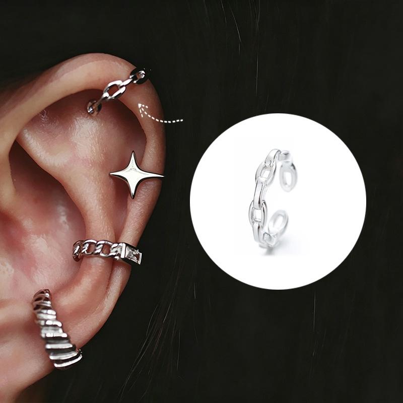 Luxurious Zircon Wave Cross Non-Pierced Ear Clips with Full Diamond Design for Women