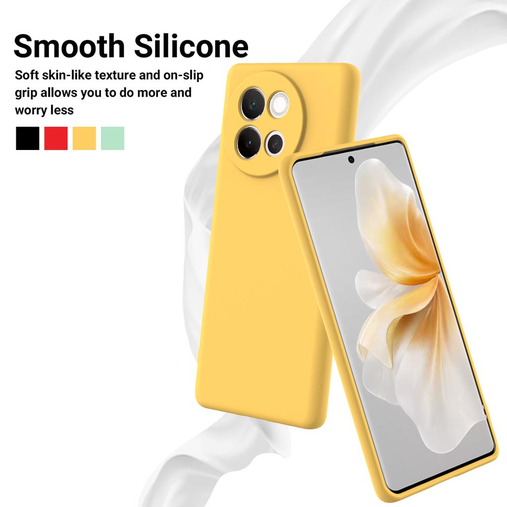 For vivo V40 Lite 5G Case Liquid Silicone Anti-Scratch Phone Cover with Hand Strap