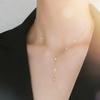 Factory  Gold Plated 925 Sterling Silver Y-shape Tassel Zircon Pendant Necklace Engagement Anniversary Gift for Women