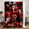 Coperta in flanella con design calcistico CR7 di Cristiano Ronaldo per camera da letto, soggiorno, divano e pisolino
