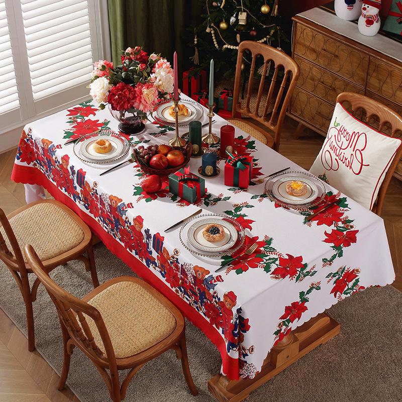 Tablecloth 1PCS Waterproof and Grease Proof Dining Table Upholstered with Polyester Fabric
