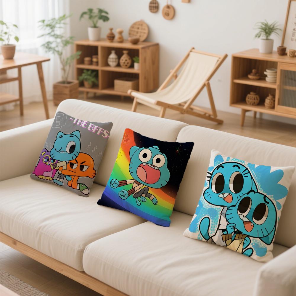 A-Animation The Amazing World of G-Gumball Cushion Cover Comfortable Reversible Pillow Cover Ideal for Car Sofa Bedroom & Beyond