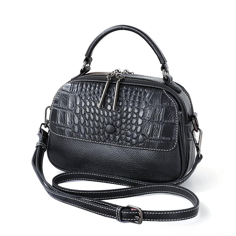 Leather Women's Bag New Temperament Shoulder Bag Versatile Crocodile Pattern Commuter Handbag Messenger Bag Women