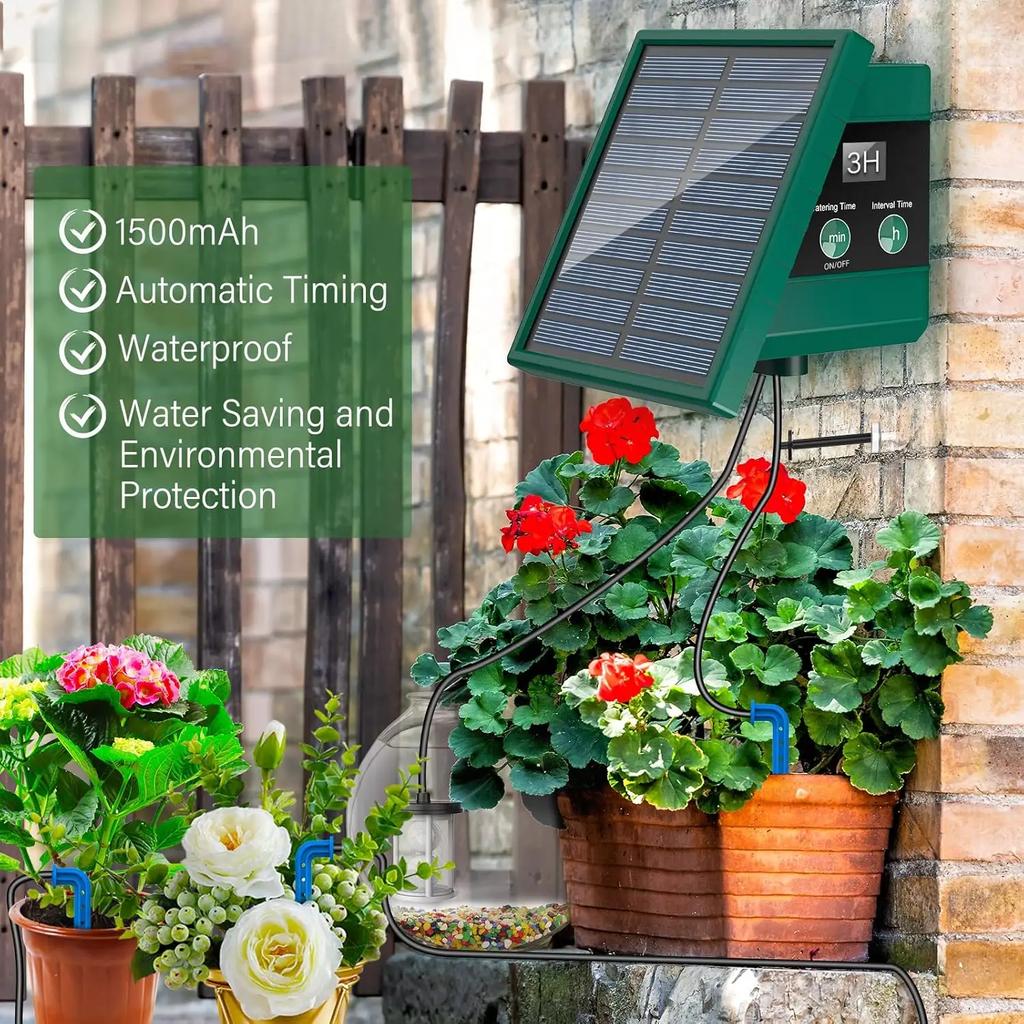 DIY solární kapková zavlažovací sada, zahradní kapkový zavlažovací systém, vhodný pro venkovní balkónový zahradní automatický zavlažovací systém