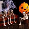 Spooky Halloween Party Supplies Skeleton Statue, See Speak Hear No Evil Figurines, Scary Atmosphere Props Collectible Skull Decoration for Indoor