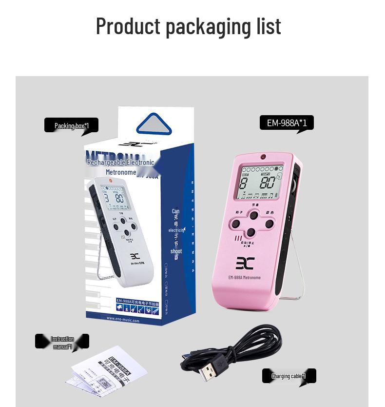 Yinuo 988A Dobíjecí elektronický metronom pro zpěv, kytaru, housle, bicí, klavír a další nástroje.