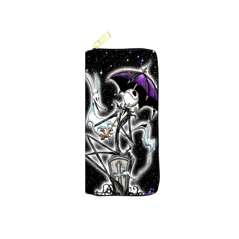 Nightmare Before Christmas PU Leather Long Wallet for Women Zip Clutch Purse Makeup Bag Jack Skellington 3pcs