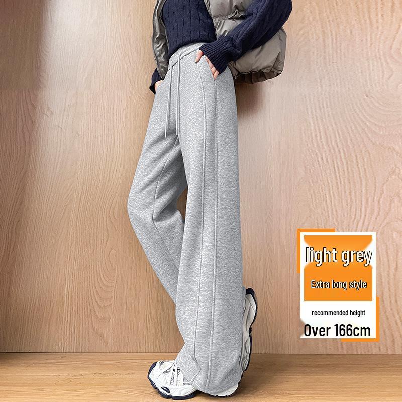 

Plus Velvet Women s Wide Leg Winter Trousers - Thickened Lambswool Straight Leg Banana Pants, Slimming Effect XXL (131-150 lbs)
