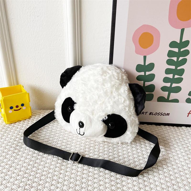 Adorable Plush Kids Bag With Cute Cartoon Bear Design Soft Shoulder Crossbody Purse Panda