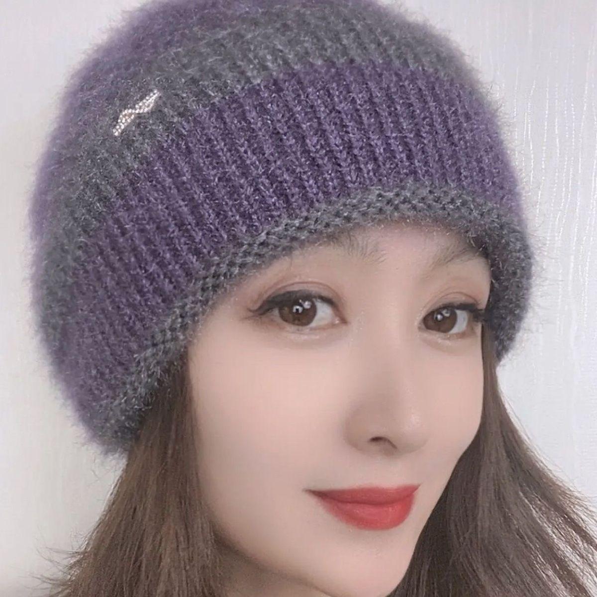 

New Winter Hats for Women Fashion Cashmere Knitted Cap Adult Solid Color Point Top Beanie Outdoor Warm Thick Ladies V998