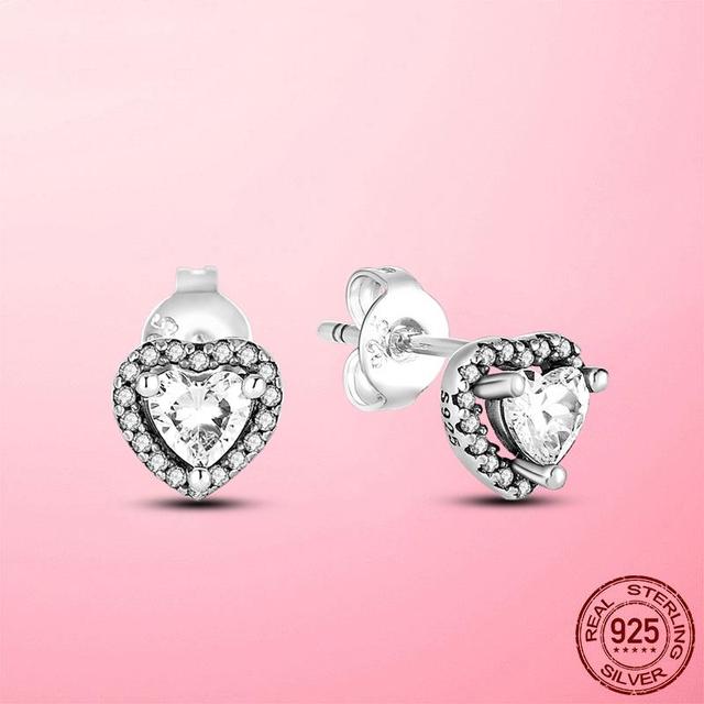 Summer New 925 Sterling Silver Earrings Heart Brilliant Stud Earrings for Women Wedding Engagement Party Gift Fine Jewelry