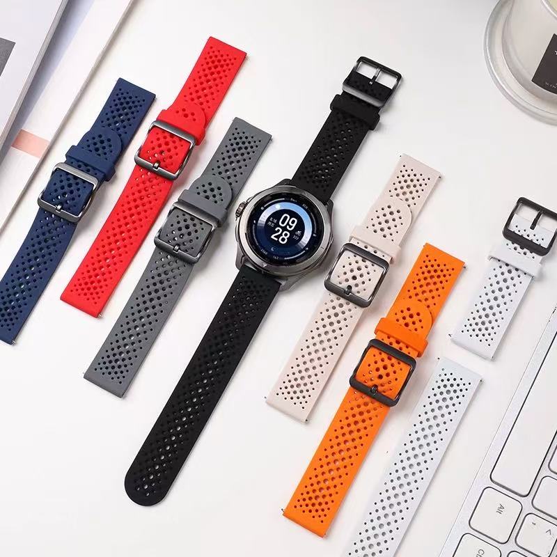 20mm 22mm Silicone Strap For Amazfit Active 2/GTS 4/3/2 Sports Breathable Bracelet Wristband Amazfit Bip 6/5 GTR 4/3 Accessories