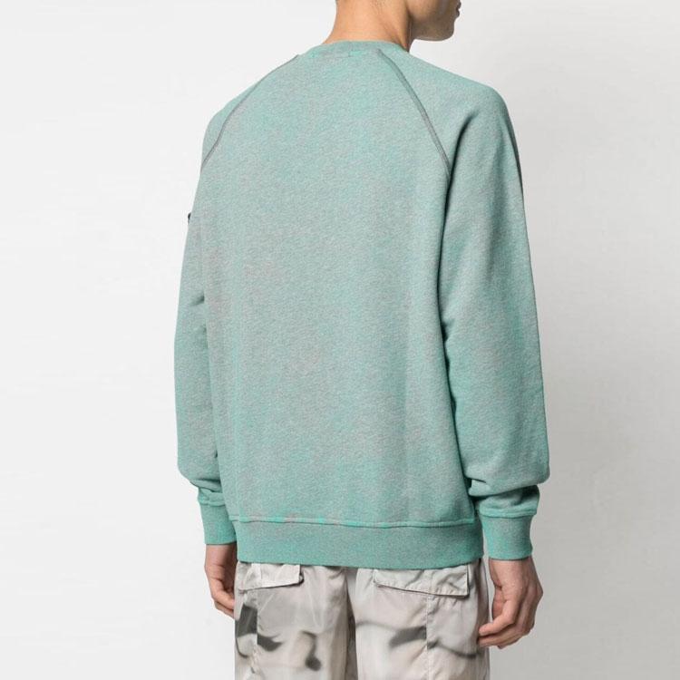 Stone Island FW21 Logo Appliqué Crew Neck Long Sleeve Sweatshirt Men sweatshirt Green 741562290-V1M44